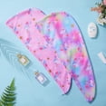 thumbnail image 3 of FacoFaco Pack of 2 Microfiber Hair Towel Wrap for Kids Rapid Drying Turbans for Wet Hair with Button Women & Girls Long, Curly Hair, Pink, 3 of 14