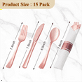 thumbnail image 2 of Pre Rolled Silver Plastic Silverware Set,Pre Rolled Napkins with Silver Cutlery Set for ,Birthday Rose Gold, 2 of 7