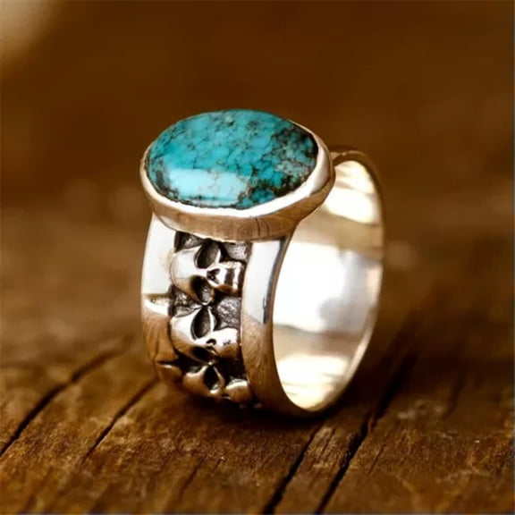 QQTDFG Vintage 925 Silver Rings Women Men Turquoise Wedding Party Jewelry Gift New-6