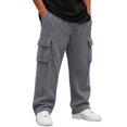 thumbnail image 2 of sdhkgrrt Men Plus Size Corduroy Cargo Pants Loose Fit Ribbed Casual Solid Long Track Trousers Outdoor Athletic Breathable Hiking Pants, Gray M, 2 of 9