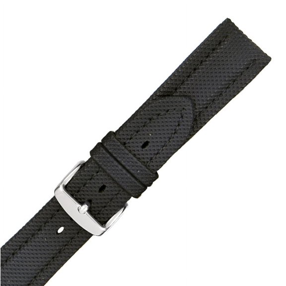 Hadley Roma MS841 22mm Black Textured Stitched Men Watch Band(Leather)