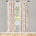 thumbnail image 5 of Ambesonne Pink Leaves Window Curtains, Vintage Peony Pattern, Each 28" W x 95" L, Pastel Pink Pale Pink, 5 of 5