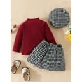 thumbnail image 5 of Newborn Infant Kid Baby Girls Clothes Sets 6M 9M 12M 18M 24M 3Y Knit Long Sleeve Sweaters Tops Plaid Skirts Hat Fall Spring Outfits, 5 of 10