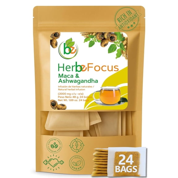 Maca & Ashwagandha Herbal Tea – 24 Tea Bags (2000 mg Each) – Traditional Herbal Infusion
