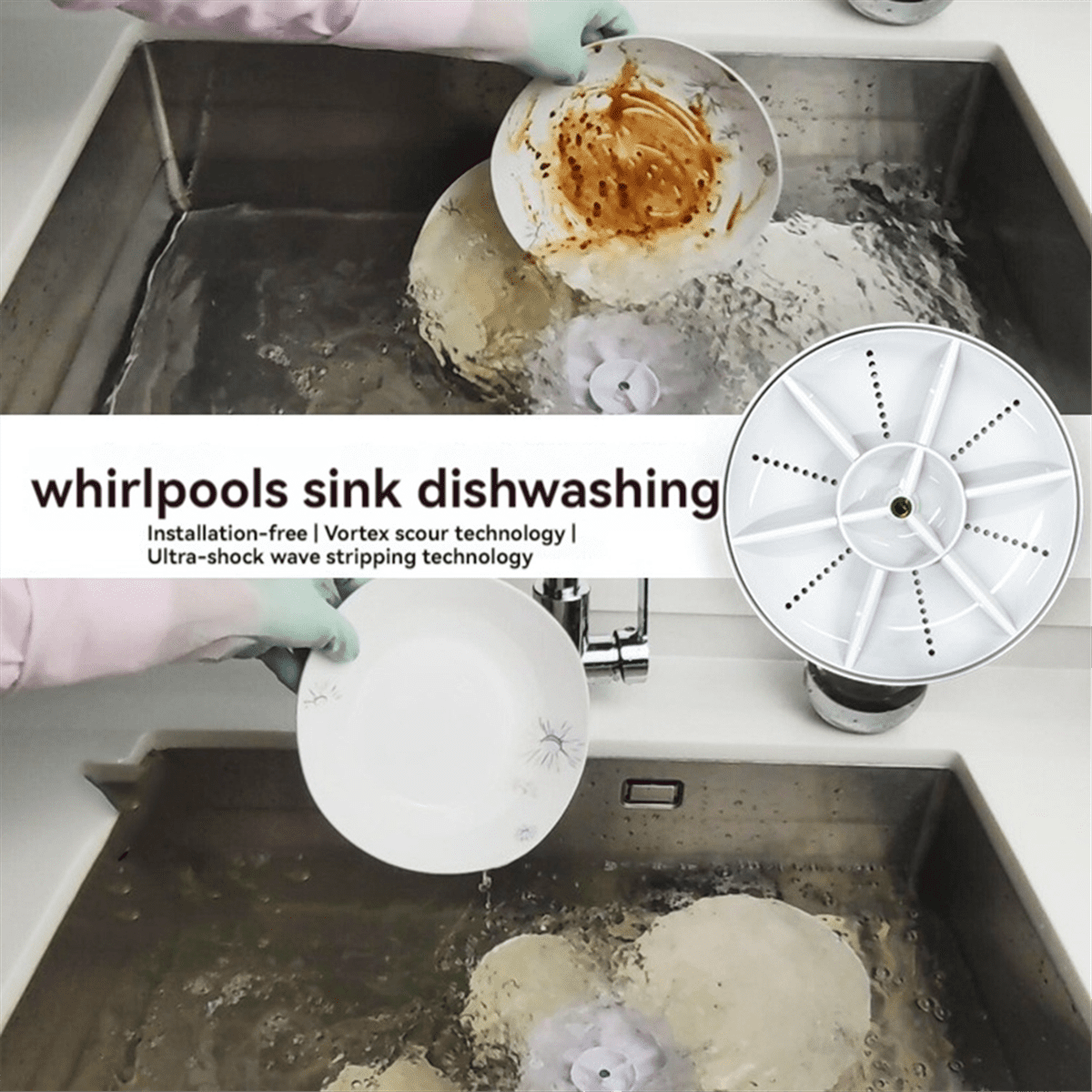 HOT Ultrasonic Dish Washer Portable Mini Turbo Dishwasher, Vegetable Washing Machine Household Sink Dishwasher Device A