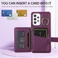 thumbnail image 3 of for Samsung Galaxy A53 5G Detachable Shoulder Strap Wallet Case, with Card Slots & 360-degree Rotation Stand Ring Flip Premium PU Leather Protective Cover Lanyard for Women Girls, Deeppurple, 3 of 11