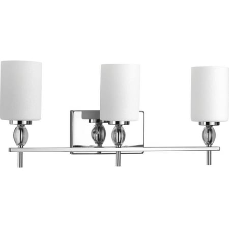 

Progress Lighting Status Collection 3-Light Etched Linen Glass Coastal Bath Vanity Light Polished Chrome
