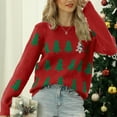 thumbnail image 4 of Christmas Tree Sweaters for Women 2025 Long Sleeve Crewneck Jacquard Knitted Pullover Sweater Jumper Tops, 4 of 5