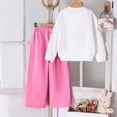 thumbnail image 4 of SGMVNU Girls 2 Piece Clothes Set Graphic Sweatshirt with Flare Leg Pants Fall Winter for Girl Cute Tracksuit Kids Outfits(Size 6-7 Years,es30_2-Pink), 4 of 9