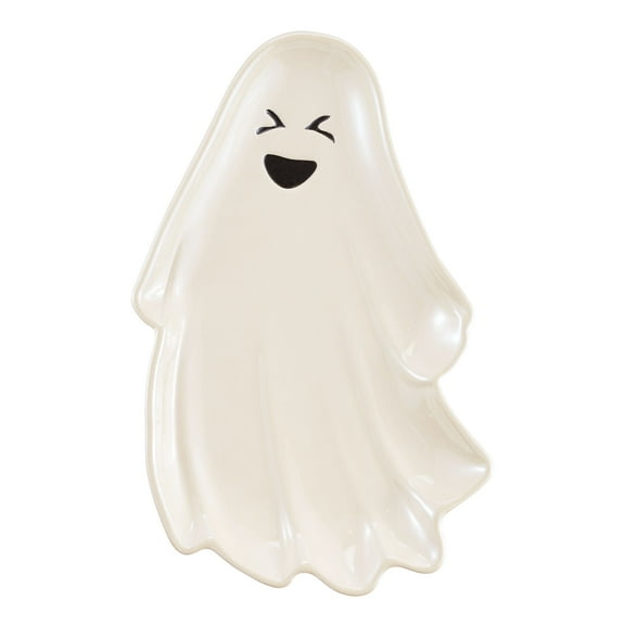 Halloween Earthenware Ghost Shaped Serving Tray, 12.16 in x 7.48 in, by Way To Celebrate