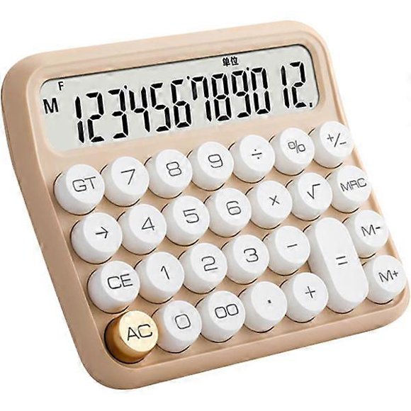 Desktop Calculator, Battery Powered Desktop Calculator, Mechanical Calculator 12 Digits with LCD Display, Children's Calculator, for Office