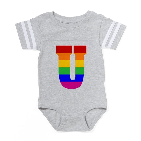 CafePress - Rainbow Letter U - Cute Infant Baby Football Bodysuit