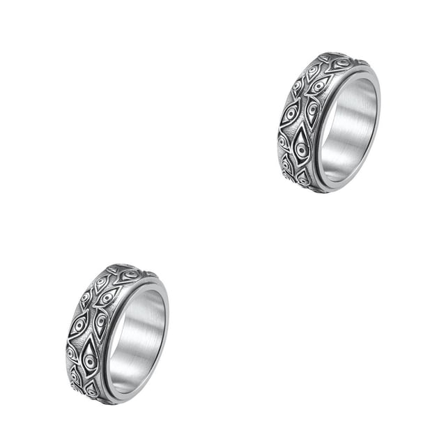 Jumpingount Anillo de banda de acero inoxidable giratorio aniversario nudillo hombres joyería novios regalos personalizados plata tamaño 12 Type2 NO2