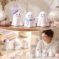 thumbnail image 3 of Set of 3 Halloween Figurines for Halloween Tabletop Home Decor, 7.87 x 3.54 x 1.57 Inch Cute Resin Ghost Statues, Kawaii Mini Halloween Ornaments for Fall Mantel Centerpiece Decor, 3 of 7