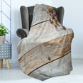 thumbnail image 4 of Rustic Soft Flannel Fleece Throw Blanket, Acorns and Cones on Weathered and Grained Wooden Background Timber Autumn Theme Image, Cozy Plush for Indoor and Outdoor Use, 50" x 60", Brown, by Ambesonne, 4 of 5