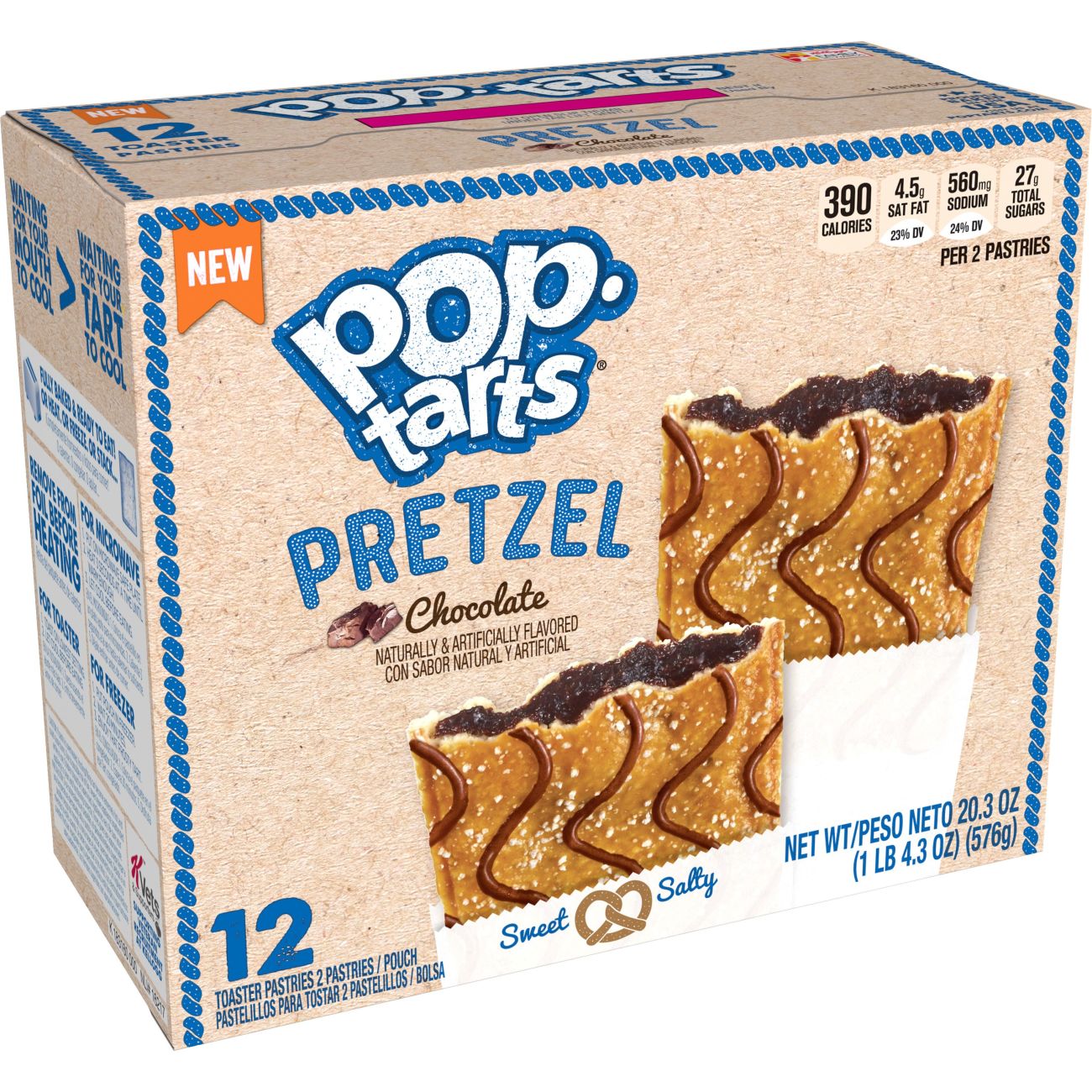PopTarts Pretzel Breakfast Toaster Pastries, Chocolate, 20.3 Oz, 12