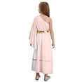 thumbnail image 2 of TiaoBug Girls Ancient Greek Toga One Shoulder Ruffles Maxi Dance Dress for Halloween Festival Show Pink 14, 2 of 7