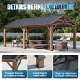 thumbnail image 3 of Sunmthink 12' x 24' Wood Frame Gazebo, Hardtop Gazebo with Galvanized Steel, Permanent Wooden Pavilion for Patio Backyard Lawn Garden, 3 of 10