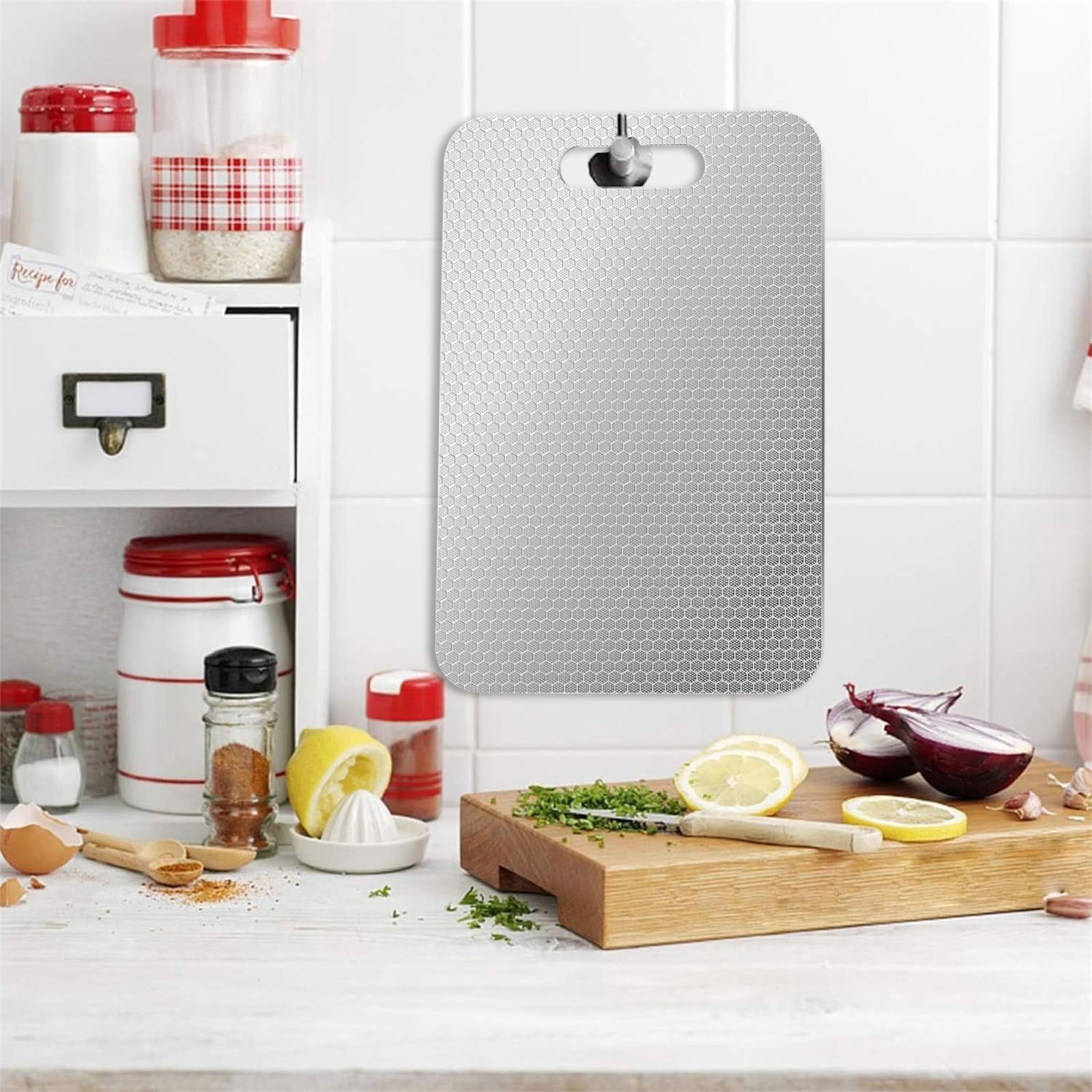 Clearance! Stainless Steel Cutting Board for Kitchen Chopping Board Double Stainless Steel 304 Chopping Board with Hanging Hole for Meat Fruit Vegetables Baby Food Dishwasher