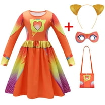 Girls Cat Cosplay Costume w/Mask Bag Headband Halloween Outfit Dress Up