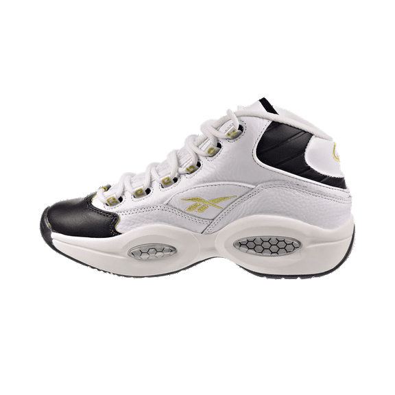 REEBOK MENS Question Mid " Toe" "White/Black/Gold" EF7599 from Stadium Goods