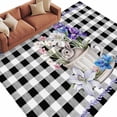 thumbnail image 6 of Easter Area Rug 8x10 Washable Rug Non Slip Spring Bunny Botanical Blooms Flowers Black Plaid Large Area Rug Soft Stainresistant Indoor Floor Carpet for Living Room Bedroom Home Office Dining Room, 6 of 8
