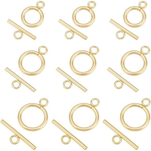 15 Sets 3 Sizes 304 Stainless Steel Round Toggle Clasps Connectors for Bracelet Necklace Jewelry Making Golden