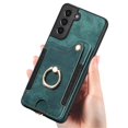 thumbnail image 4 of for Samsung Galaxy S21 5G Phone Case Wallet with Card Holder,PU Leather Flip Folio Case,RFID Blocking Ring Holder Kickstand Wrist Strap Magnetic Protective Women Men Cover,Green,For Galaxy S21 (5G), 4 of 10