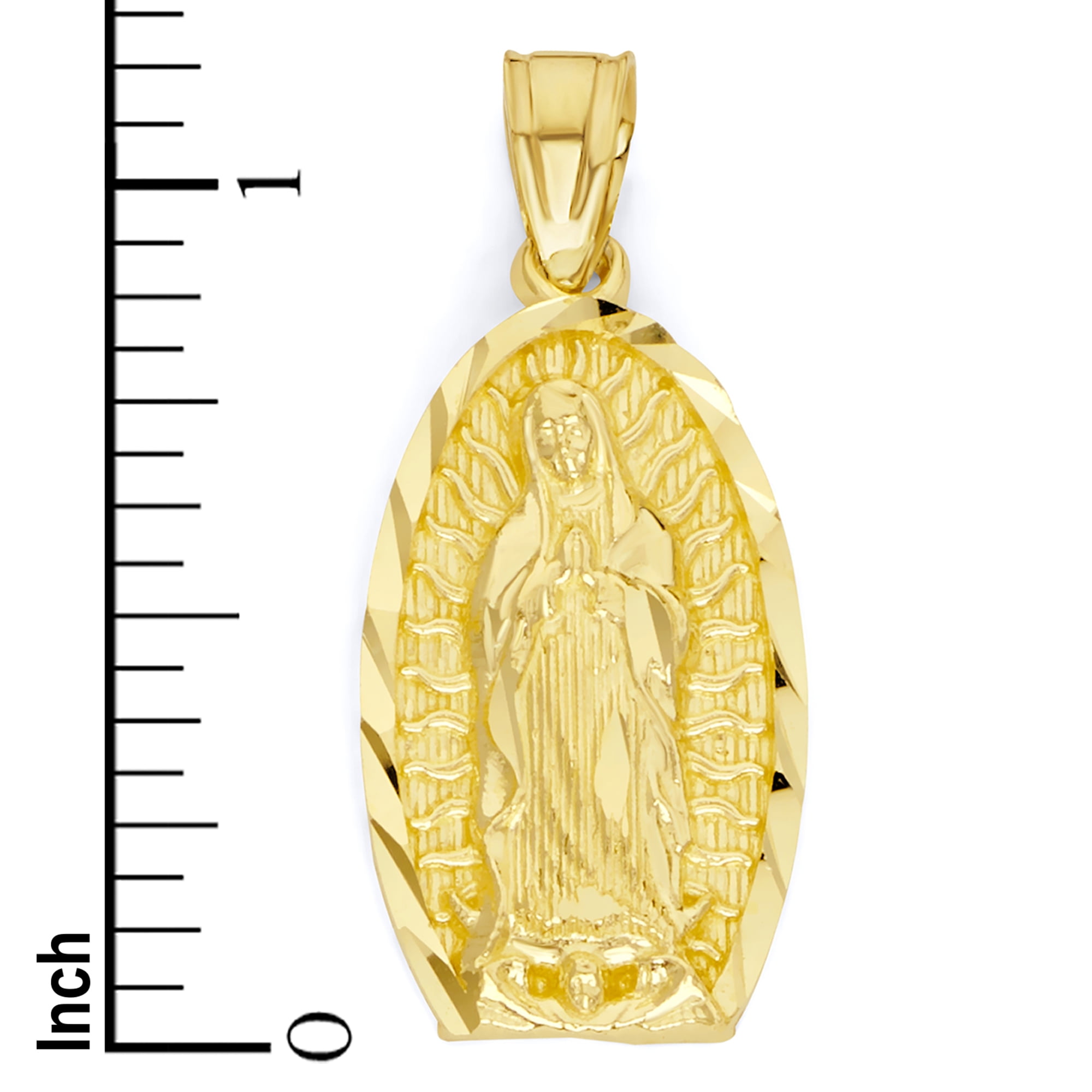 Solid 10K Rose Gold Miraculous Medal Virgin Mary Pendant, 9/16