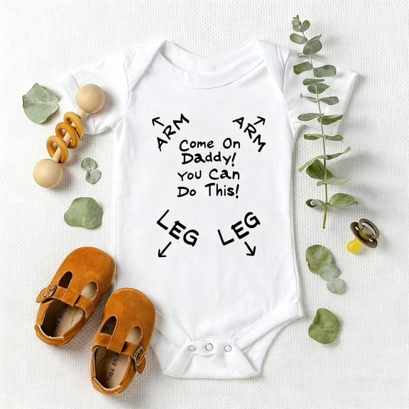 Baby Bodysuit or Onesie with "Come on Daddy! You Can Do This" Print, Black & White Short Sleeve Romper, Newborn Essentials, Funny New Dad Gift with Easy Snap Closure