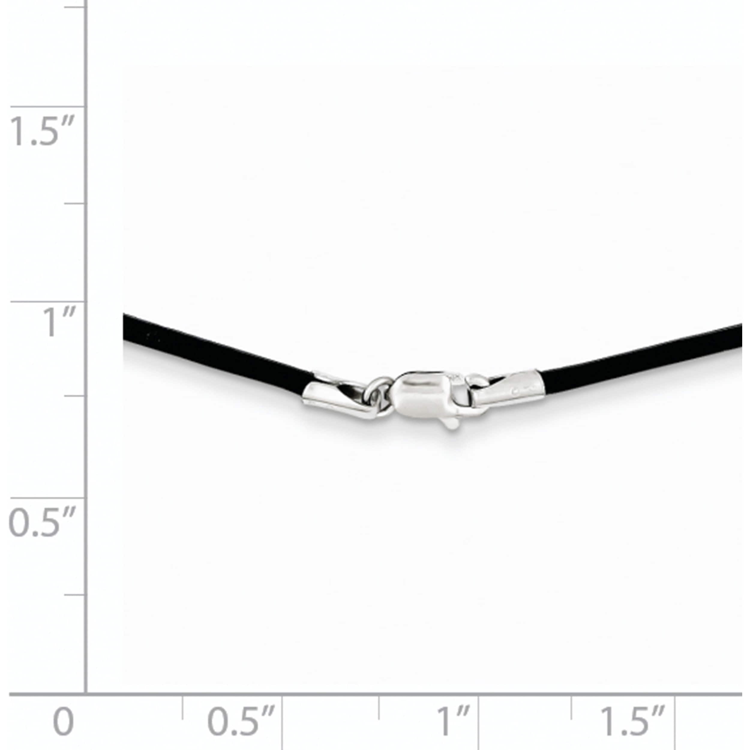 14K White Gold 1.5mm 20In Black Leather Cord Necklace (20 X 1.5) Made In United States xg251-20