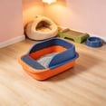 thumbnail image 3 of HWRETIE Semi Enclosed High Sided Cat Litter Box Splash Proof Open Top Design Spacious Cat Toilet for Cats Under 10 Pounds Easy Clean Indoor Litter Tray, 3 of 6