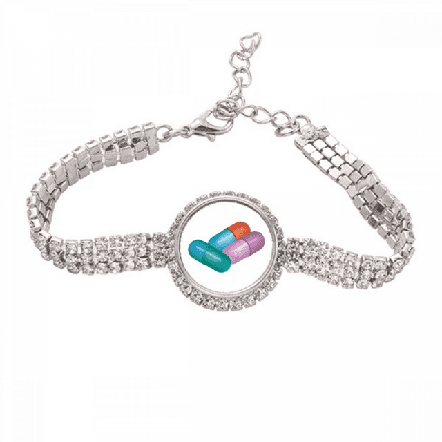 Capsula, pastilla productos de cuidado de la salud patrón Pulsera de tobillera de cadena de tenis, joyería de diamantes
