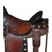 Premium Western Leather Saddle | Hand Tooled Design, Silver Conchos, Trail & Ranch Riding