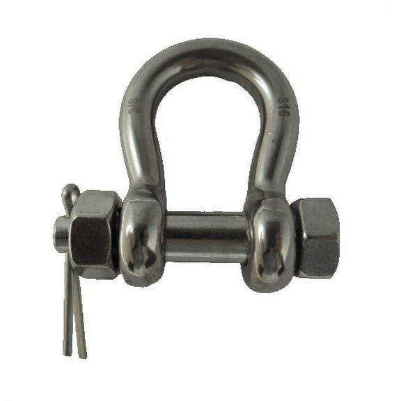 Stainless Steel (316) Anchor Shackle 3/8" (10mm) Oversized Bolt Pin Forged US Type Marine Grade