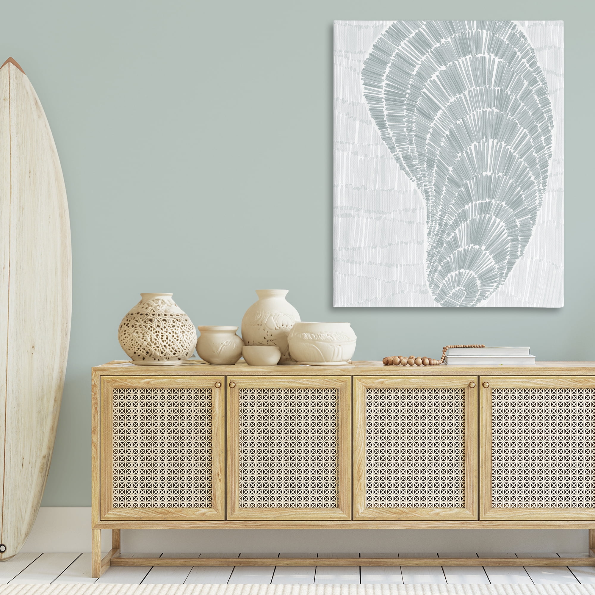Stupell Industries Sketched Oyster Shell Nautical & Beach Painting Wrapped Canvas Art Print Wall Art, 36 x 48