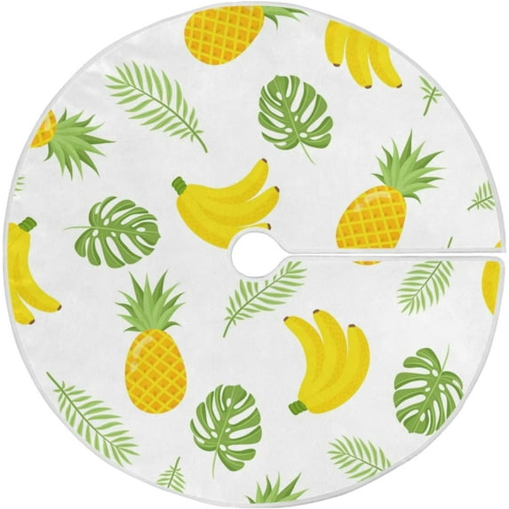 FMSHPON Tropical Fruit Xmas Christmas Tree Skirt Stand Mat for Holiday Party Decoration Indoor Outdoor 36 inches