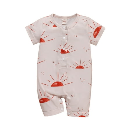 

GRNSHTS Infant Baby Girl Boy Jumpsuit Cotton Romper Short Sleeve One-Piece Bodysuit Summer Clothes (White 3-6 Months)