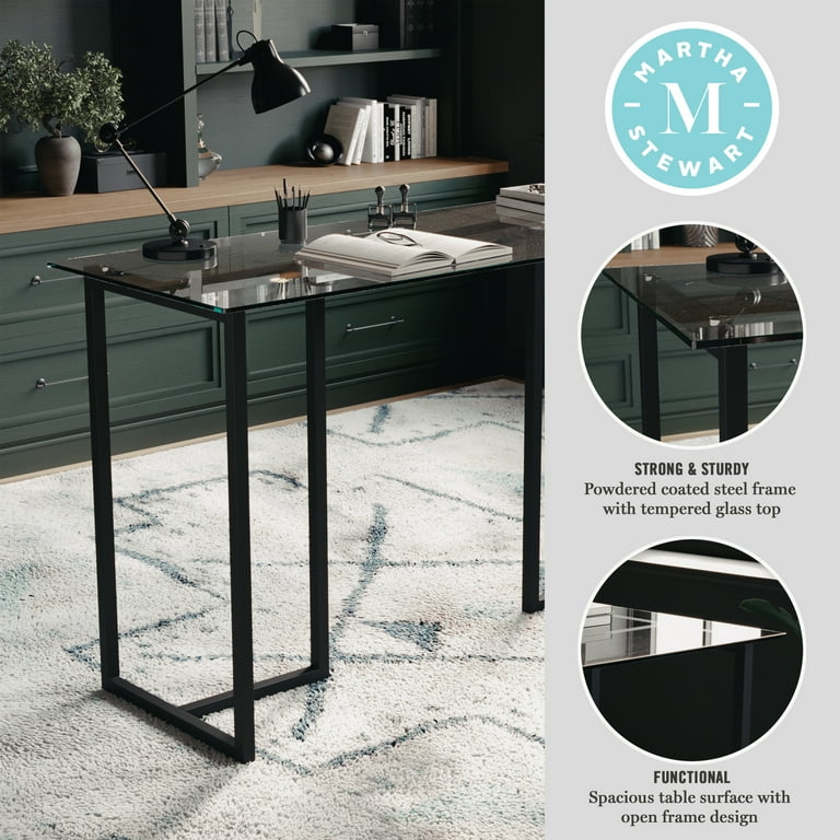 Free Shipping Martha Stewart Eli Home Office Glass Top Desk with Oil Rubbed Bronze Metal Frame Walmart