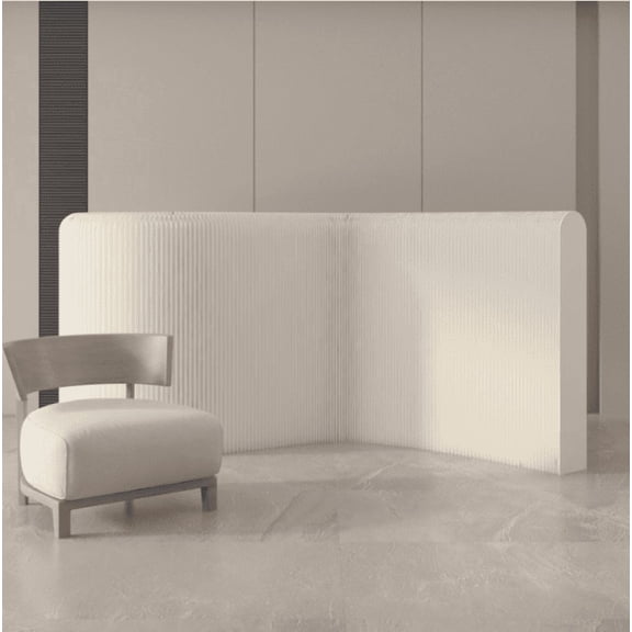 Short Height Waterproof Kraft Paper Accordion Room Divider, Freestanding Foldable Wave Privacy Screen, Portable Partition Wall for Living Room Entrance Indoor Space Separation Decor