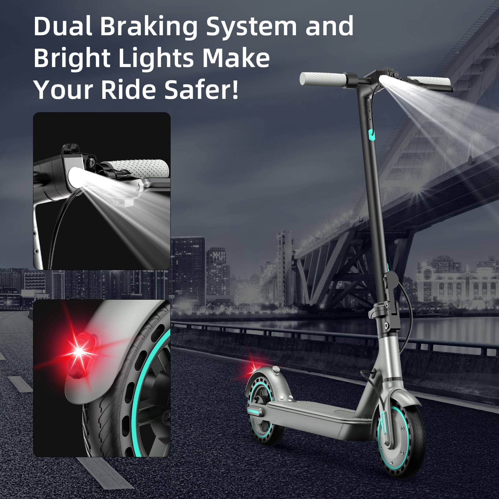 Electric Scooter HiQiS D8 350W 8.5' Foldable Scooter for Adults with APP and High Speed of 19MPH Blue