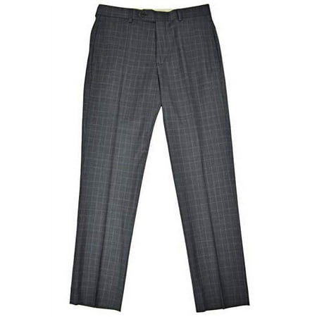 New Brooks Brothers Mens Regent Fit Flat Front 100% Wool Dress Pants Charcoal Grey Glen Plaid (33W x 32L)