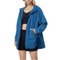 thumbnail image 2 of Husipze Women Rain Jackets Casual Zip Up Hooded Windbreaker Lightweight Portable Waterproof Raincoat Hiking Travel Jackets with Pockets Blue XL, 2 of 7