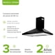 thumbnail image 3 of Campana para cocina de pared piramidal 90 cm Acero Inoxidable, 3 Velocidades, Doble Filtro de malla lavable y Filtro de carbón activado, Luz LED, Extrae y Purifica Negro AVERA CEP90N, 3 of 10