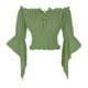 thumbnail image 3 of Camisas de vestir para mujer,Blusa campesina renacentista, top de manga trompeta con hombros descubiertos, top de moda de poliéster, estilo bohemio para mujer, sopatenor, 3 of 9