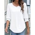 thumbnail image 6 of Blouses for Women Dressy Casual 3/4 Length Sleeve Womens Tops with Smocked Cuffs White S, 6 of 7