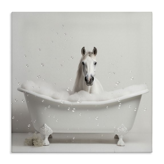 Stupell Industries Farmhouse Horse Bubble Bath Canvas Art, 24 x 24, by Lazar Studio