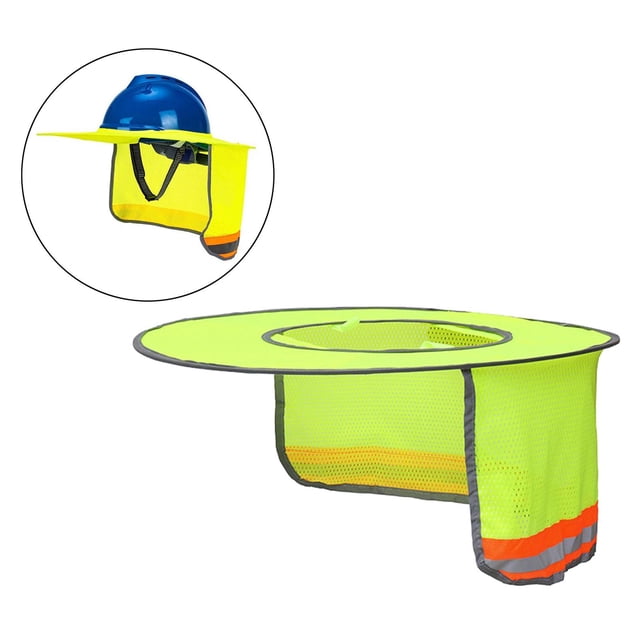 Parasol de verano Sombrero duro de para el cuello Cascos Amarillo fluorescente Cola Parasol de sombrero duro