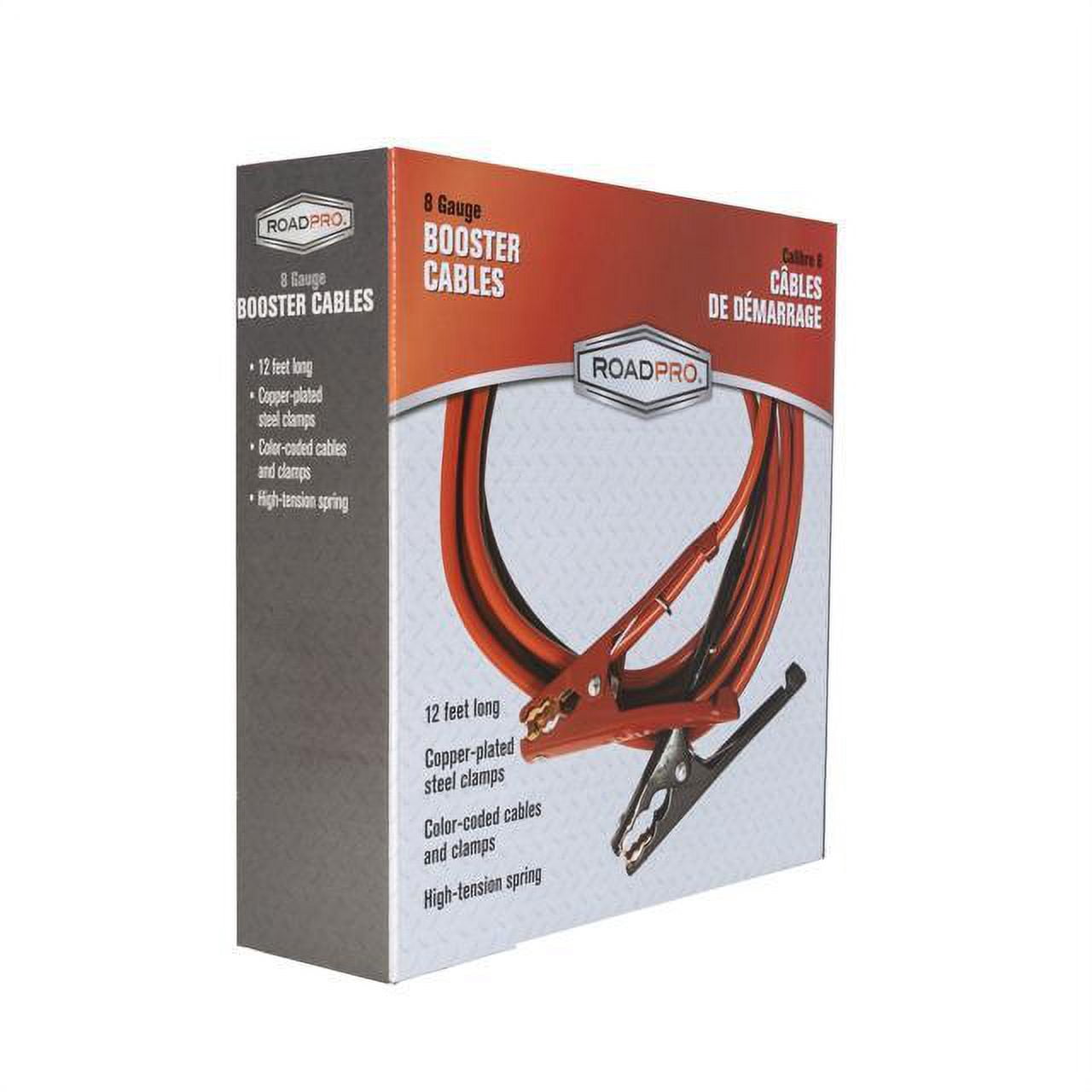 RoadPro RP04851 8 Gauge Booster Cables Jump Starter Automotive Cables - 12 ft. Car Battery Jumpers