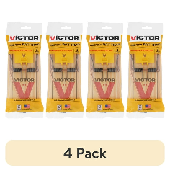 (4 pack) Victor Easy Set Extended Trigger Rat Trap - Wooden Rat Trap